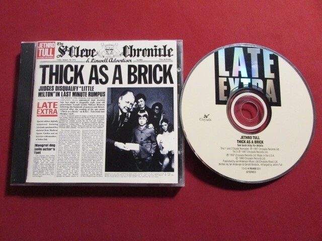 JETHRO TULL THICK As A Brick 1998 Remaster Cd + 2 Pistes Bonus Live ...