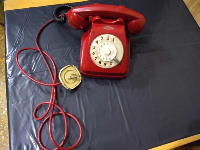 Funzionante Telefono a disco ROSSO colore originale Siemens '70 '80 scocca sana