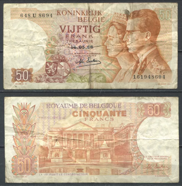 Belgie Belgique 1966 • 50 francs • P# 139 • B VG (N-17)