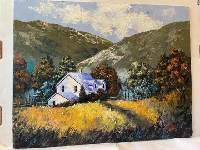 14 x 18  Original Oil Painting on Canvas Board...."House in the Meadow"