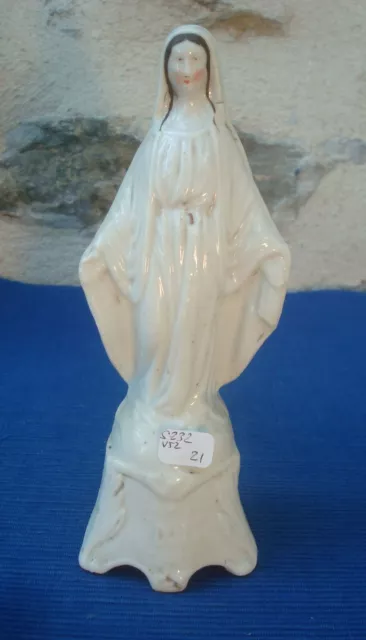 V51 Rare Statue Vierge Marie Tête Asiatique  Porcelaine Polychrome XIXe N°21