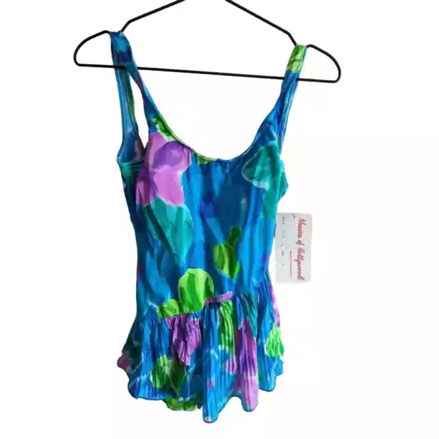 Vintage Maxine of Hollywood Sz 12 One Piece Swimsuit Swim Dress Colorful NEW