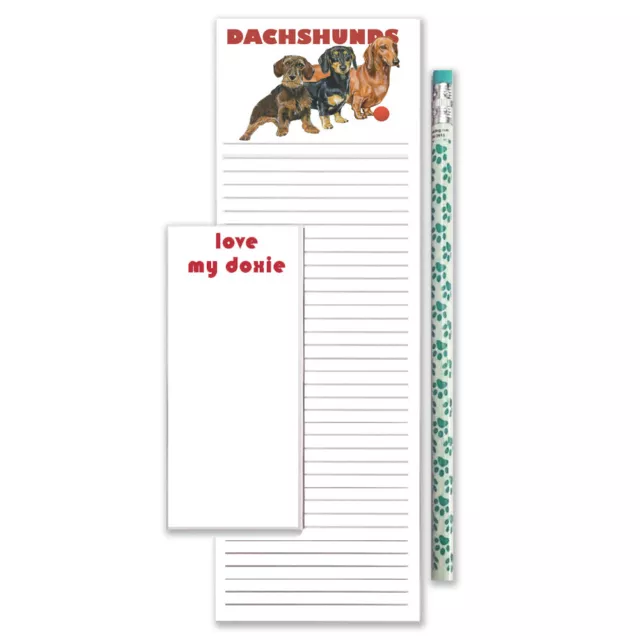 Dachshund To Do List Magnetic Shopping Pad Notepad & Pencil Gift Set