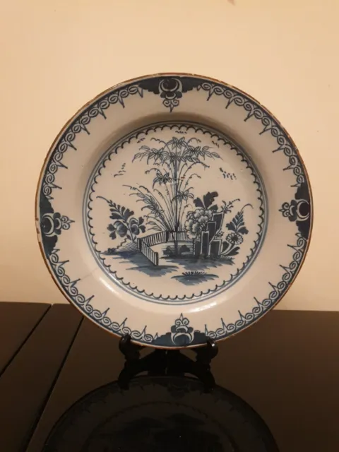 Antique 18th Century Georgian 1760 London Lambeth English Delft Pottery Plate