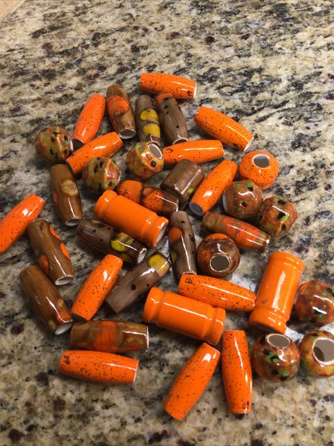Vintage 38 Lot ASSORTED Orange Ceramic Macrame Beads 60s 70s