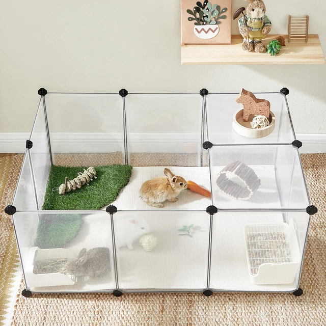 Kleintierkäfig mit Bodenplatten Gehege Laufstall für Hamster Kaninchen CPL001W01