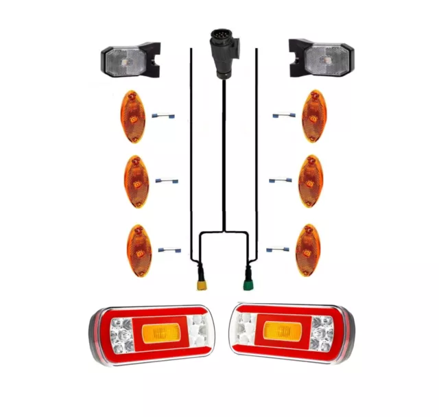 LED Anhängerbeleuchtung Set 11,5m Kabelbaum 13-polig Rückleuchten Anhänger LED