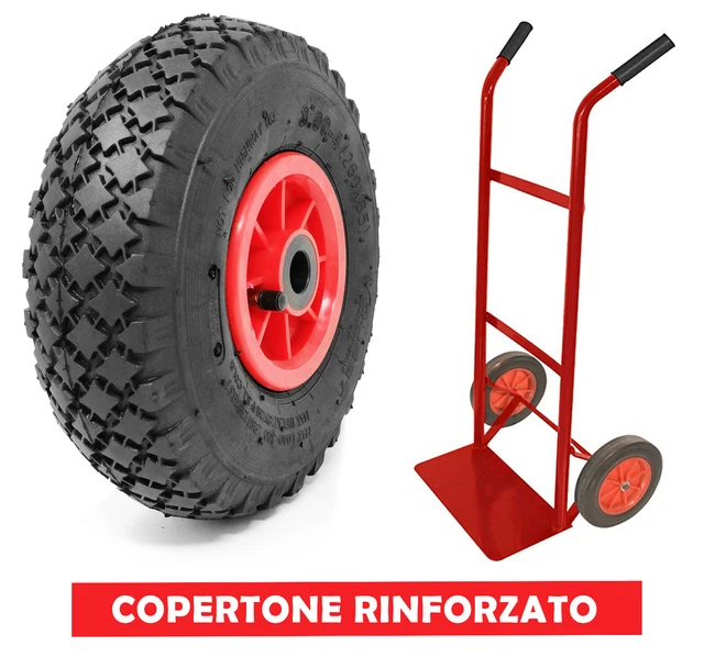 1x Ruota per Carriola 4.80 4.00-8, ad Aria, & Cerchione in Acciaio, 3
