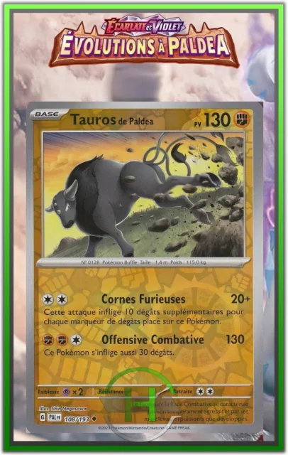 Tauros Reverse - EV2:Évolutions à Paldea - 108/193 - Carte Pokémon FR Neuve
