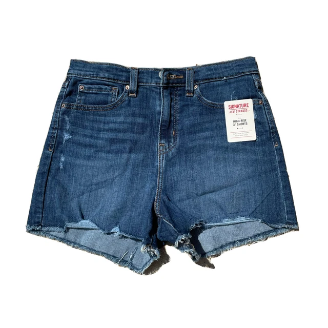 NEW! Levi Signature Girl’s High Rise Cut Off Shorts (16) Blue Denim NWT