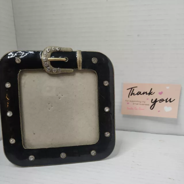 Small Photo Frame for 4x4" Picture- Looks like a belt w/ Rhinestones - Metal