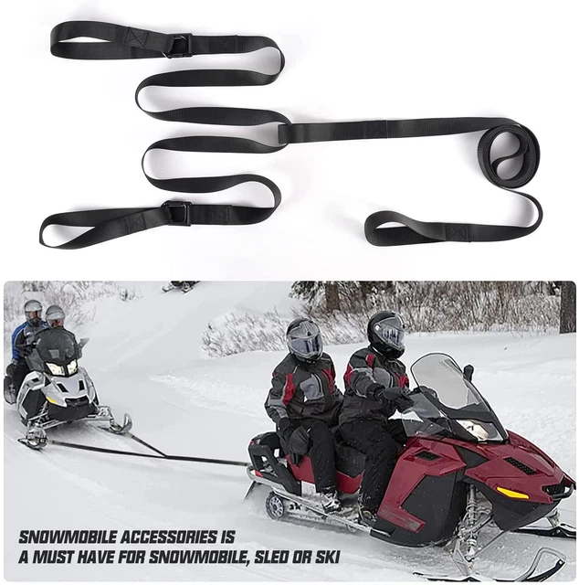 Snowmobile Tow Straps Emergency Off Gear Rope ATV w/ Hooks Snowboard Sled Kit
