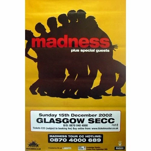 MADNESS RIESEN TOURPOSTER GIANT GIG POSTER GLASGOW SECC 2002 150x100cm ...