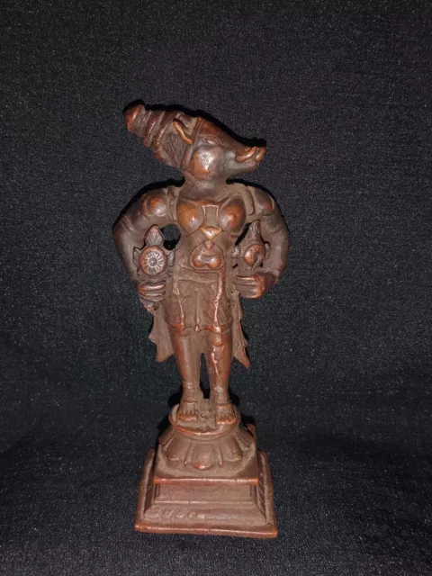 Antik-Look Traditionell Indisch Ritual Bronze Statue Varaha Vishnu Avatar Selten
