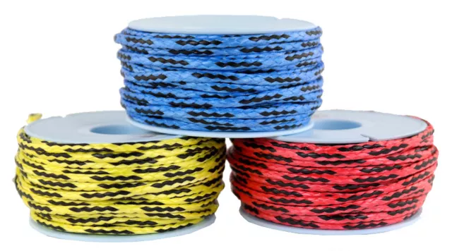 DYNEEMA Flechtleine / Seil / Flechtschnur Ø 3mm - 3 x 15 Meter /3 Farben 950 daN