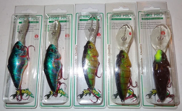 Lot of 5 New Assorted Strike Pro 1oz Diving Crankbait Fishing Lures EG-081C Lot of 5 New Assorted Strike Pro 1oz Diving Crankbait Fishing Lures EG-081C