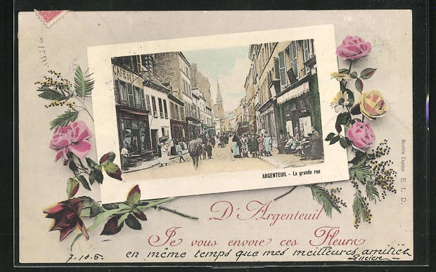 CPA Argenteuil, La Grande Rue, Cafe de Foy 1906