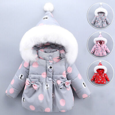 Baby Girl Winter Warm Cute Newborn Hooded Coat Jacket Infant Kids Outerwear Tops