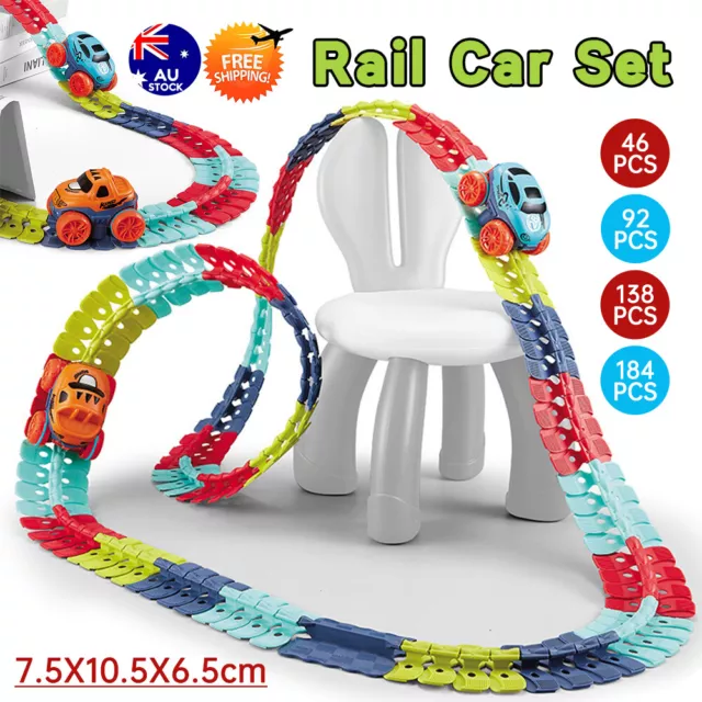 46-184Pcs Zero Gravity Car Track Set for Boys Kids Flexible Changeable Race Gift