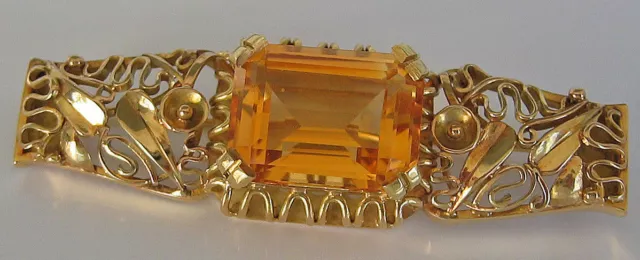 ♦️Queen antike Brosche aus 18kt 750 Gold♦️ 13,6 gr. mit Citrin antik Brooch 5159