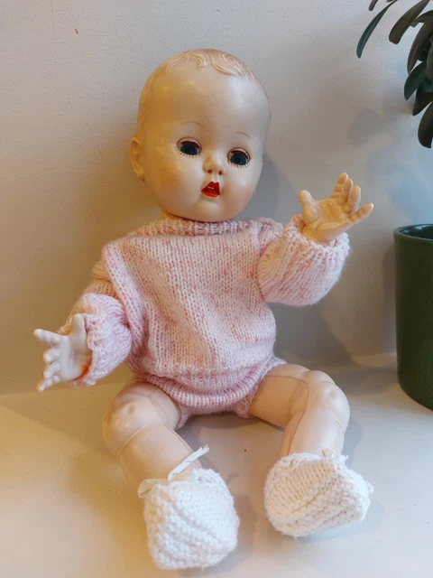 Ancien Poupon Baigneur Raynal 38 Cm En Rhodoïd Et Chiffon - Yeux Riboulants - France 1900-1950