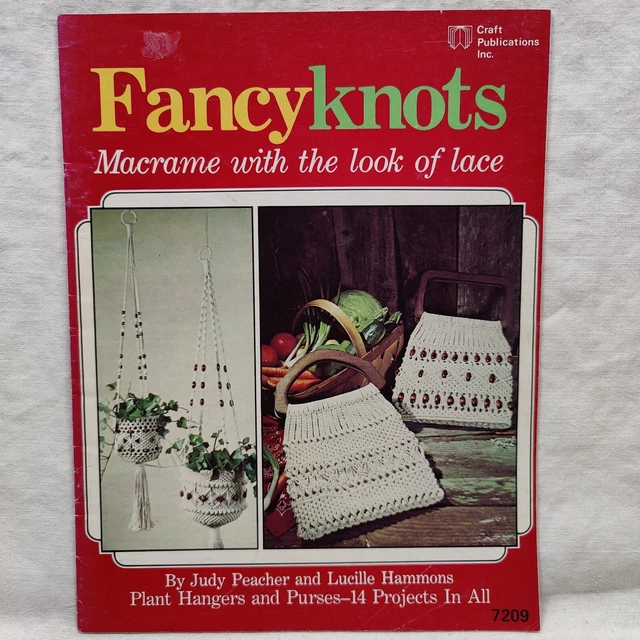Raro De Colección 1977 ENCAJE MACRAME NUDOS ELEGANTES 14 PROYECTOS Libro de Publicaciones Artesanales 7209