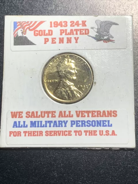 1943 D 24K gold plated penny