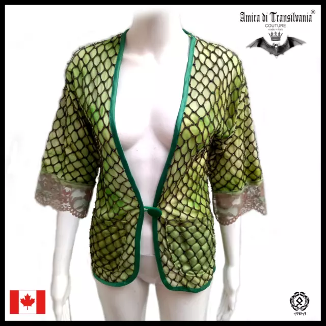 woman jacket elegant clothing spring original luxury handmade embroidered green