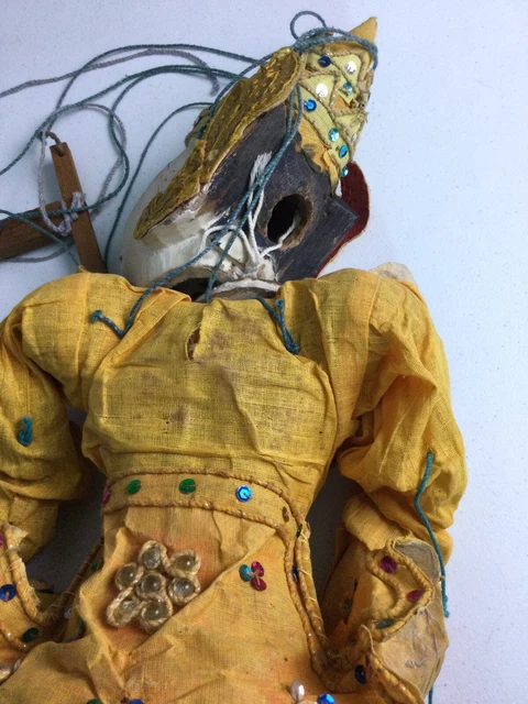 Antique Burmese Hand Carved/Painted Wooden 27" Marionette Puppet Folk Art 12