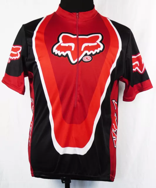 Vintage Fox Racing Black & Red Cycling MTB Road Mountain Biking Jersey Men's XL