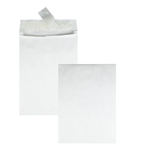 Tyvek Open-End Envelope,Plain,10"x13"x1-1/2",100/CT,White