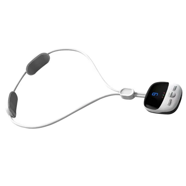 (White)Collar Massager 3 Gears Hot Compress Smart Neck Massage Collar Double