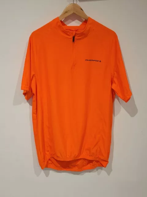 Muddy Fox Jersey Mens SZ 4XL Orange Cycling Short Sleeve Top 1/4 Zip Back Pocket