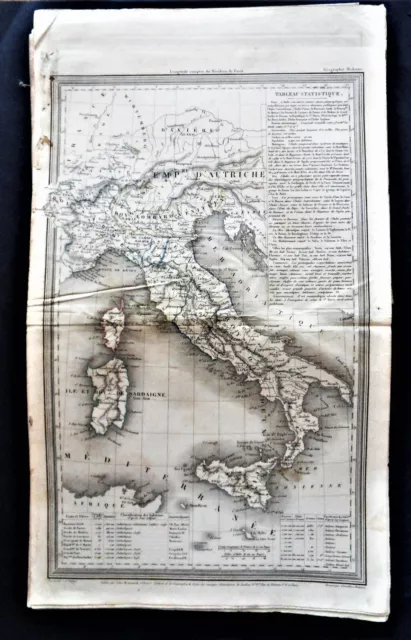 Mappa geografica antica - Atlante Dufour - Italia