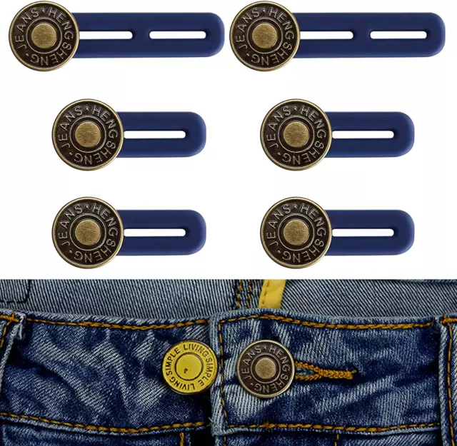 6Pcs Denim Waist Extender Button Metal for Jeans Pants Skirt Comfy Expander USA