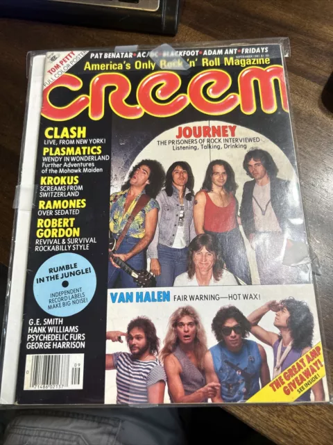 1981 SEPTEMBER CREEM MAGAZINE Journey Tom Petty Poster Van Halen Krokus Clash