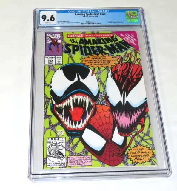 Amazing Spider-Man #363 CGC 9.6  White Pages Carnage Venom  Marvel Comics 1992