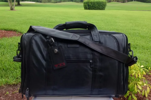 💼 Rare Tumi Alpha XXL Black Napa Leather 21" Carry On Expandable Duffle Bag EUC