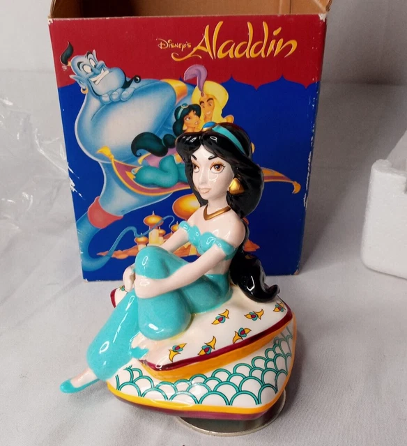 DISNEY SCHMID Aladdin Jasmine Twirling Music Box Ceramic Musical NEW IN