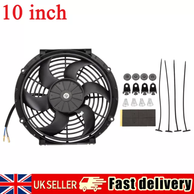 10" 12V Electric Car Radiator Cooling Fan Universal Push Or Pull w/ Mounting Kit