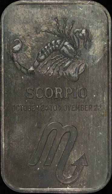 Vintage Madison Mint Zodiac Series Scorpio 1 oz .999 Fine Silver Art Bar