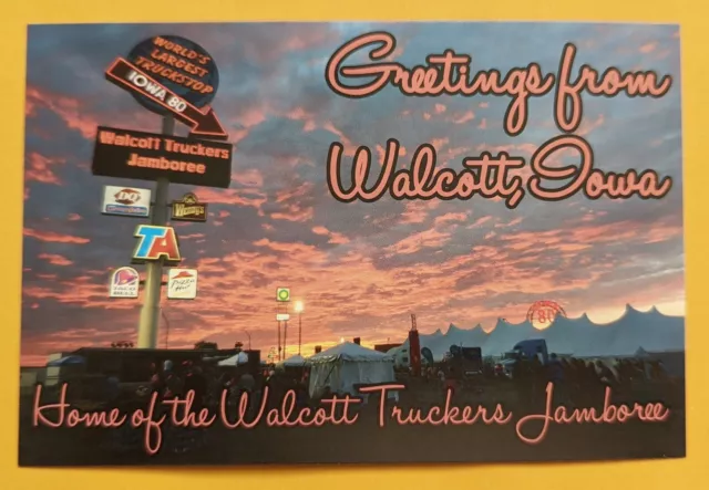 Postcard IA: Greetings from Iowa - 80 Truckstop. Walcott. Iowa