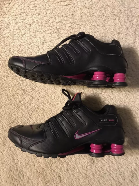 NIKE SHOX SHOCKS NZ Women's 7.5 Black + Red Plum Purple Athletic Running Shoes