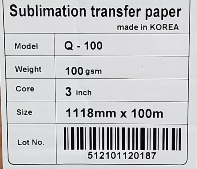 44" Heat Transfer Paper Roll