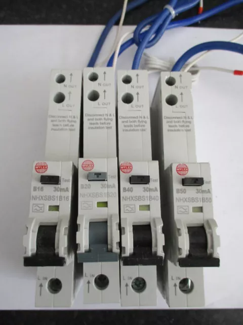 WYLEX NHXSBS1B BEREICH B6 B10 B16 B20 B32 B40 B50 30mA EINPOLIG 10KA RCBO'S