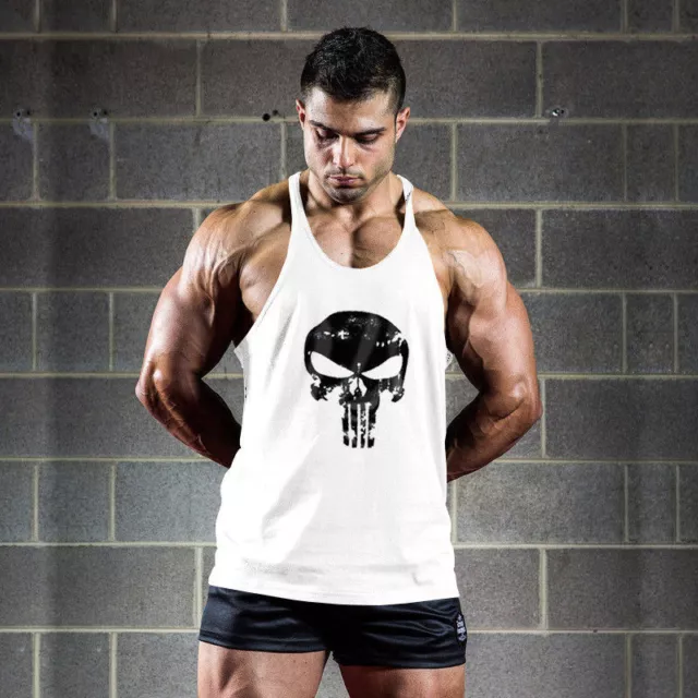 Men Punisher Bodybuilding Vest Gym Sleeveless Fitness Tank Top Clothing Singlets