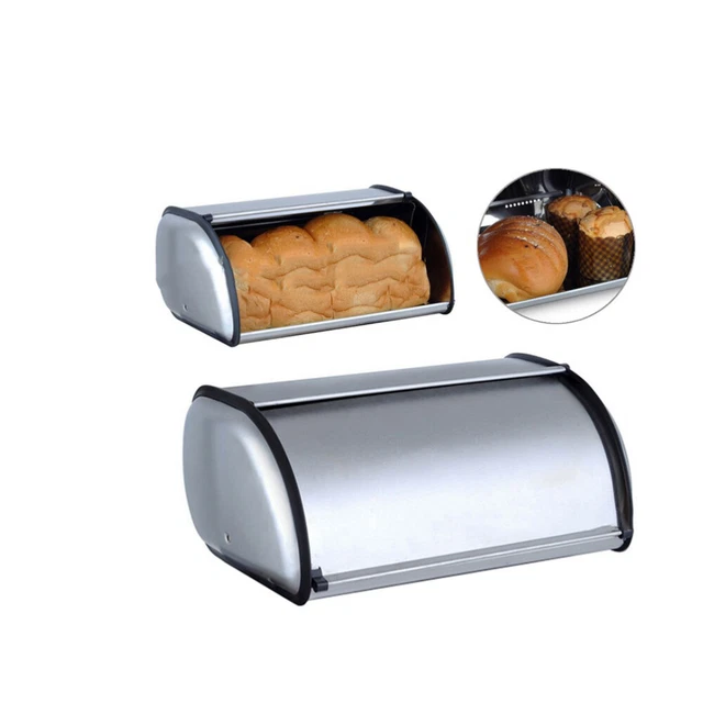 Caja de pan de acero inoxidable caja de almacenamiento simple caja de pan para tienda en casa (Sil