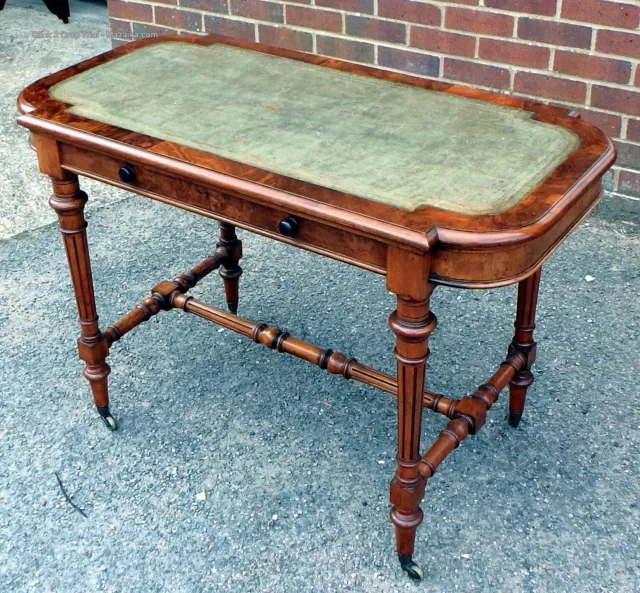 Victorian Holland & Sons burr walnut antique compact writing table desk quality