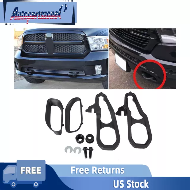 ⭐Heavy Duty Front Black Tow Hooks with Hardware For 2019 2020 2021 Ram 1500 DT⭐