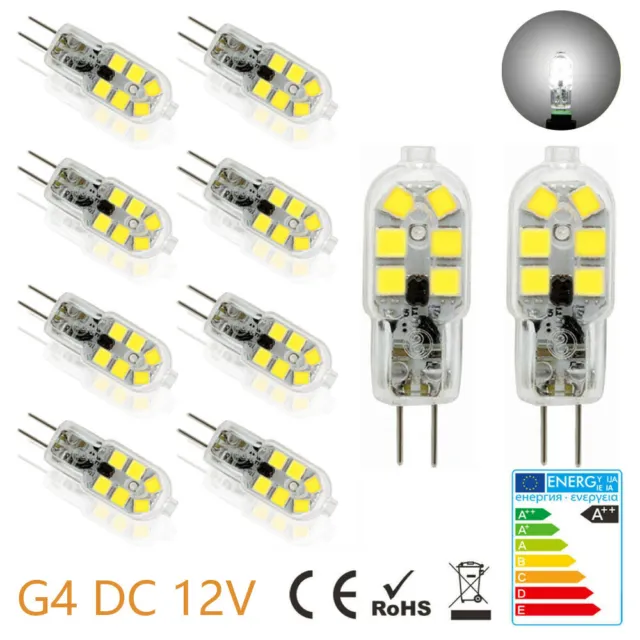 10x G4 LED 6W Kaltweiß Leuchtmittel Birne Lampe Stiftsockel NO Dimmbar DC 12V